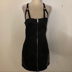 🖤 Jawbreaker punk rock halter dress metal studs S M